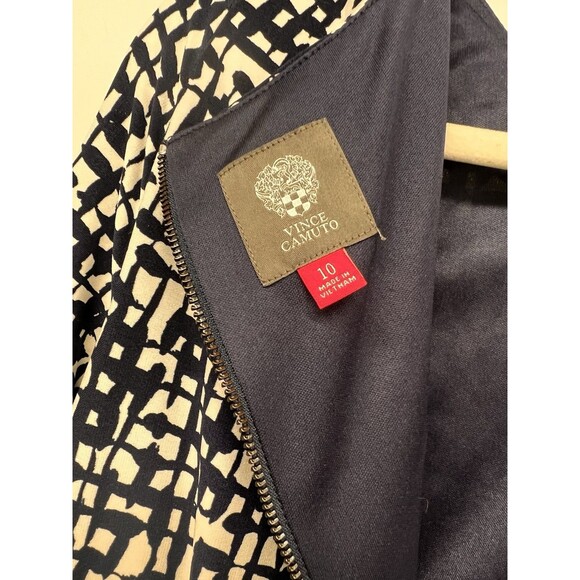 Vince Camuto Navy White Print Shift Dress Size 10 NWT Long Sleeve Office Work - Picture 7 of 15